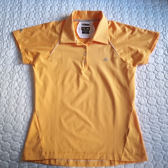 Lot of TWO Like new Adidas Golf Tennis Polo Shirts Orange Light Blue sz Med - Picture 2 of 8